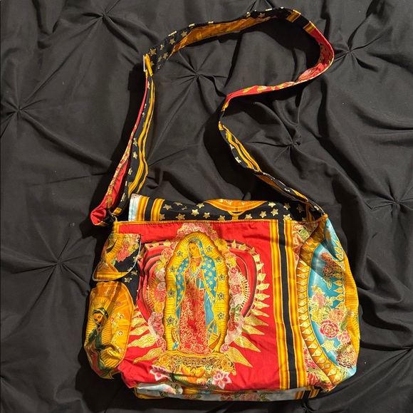 Colorful Crossbody Bag with Religious Print - Picture 4 of 8